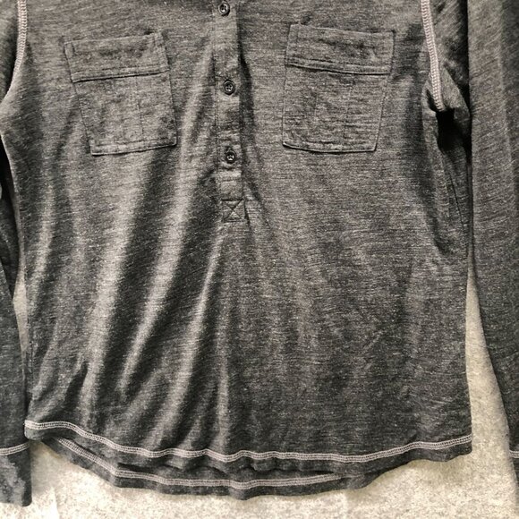 Prana Besha Wool Blend Long Sleeve T Shirt Womens L Gray Henley Collared - Picture 4 of 9